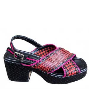 NEW PONS QUINTANA women's guinea sandals in black/red